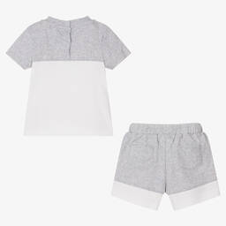 Mintini Baby-Grey & White Baby Shorts Set | Childrensalon Outlet
