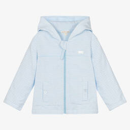 Mintini Baby-Pale Blue Stripe Cotton Baby Jacket | Childrensalon Outlet