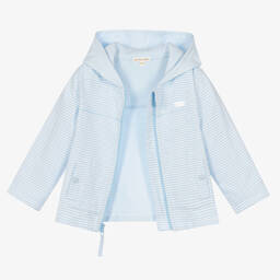 Mintini Baby-Pale Blue Stripe Cotton Baby Jacket | Childrensalon Outlet