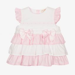 Mintini Baby-Pink Cotton Baby Dress Set | Childrensalon Outlet
