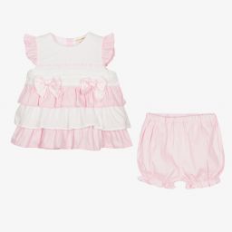 Mintini Baby-Pink Cotton Baby Dress Set | Childrensalon Outlet
