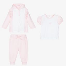 Mintini Baby-Pink & White Tracksuit Set | Childrensalon Outlet