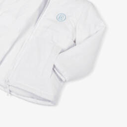 Mintini Baby-White Hooded Puffer Jacket with Logo Badge | Childrensalon Outlet