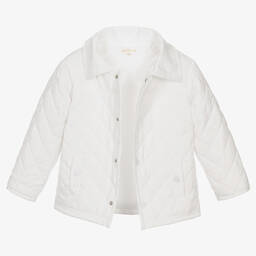 Mintini Baby-White Quilted Hooded Jacket | Childrensalon Outlet