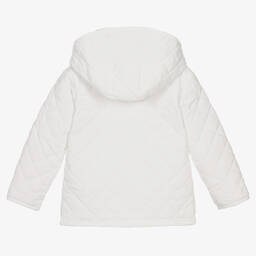 Mintini Baby-White Quilted Hooded Jacket | Childrensalon Outlet