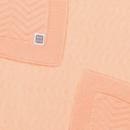 Minutus-Baby Girls Orange Chevron Pattern Knitted Blanket (90cm) | Childrensalon Outlet