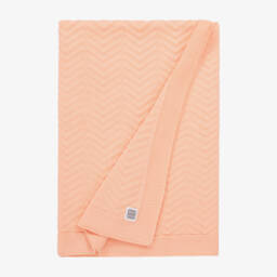 Minutus-Baby Girls Orange Chevron Pattern Knitted Blanket (90cm) | Childrensalon Outlet