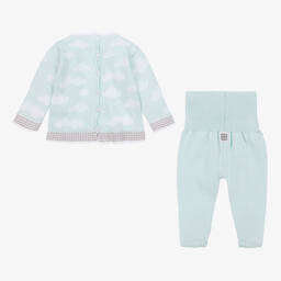 Minutus-Blue Cotton Knit Cloud 2 Piece Babygrow | Childrensalon Outlet