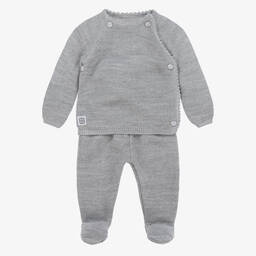 Minutus-Grey Knitted 2 Piece Babygrow | Childrensalon Outlet
