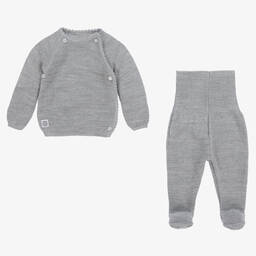 Minutus-Grey Knitted 2 Piece Babygrow | Childrensalon Outlet