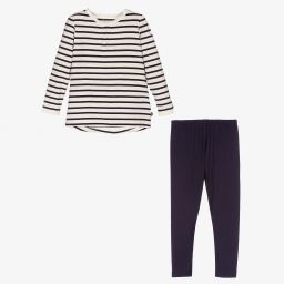 Minymo-Blue & Ivory Stripe Pyjamas | Childrensalon Outlet
