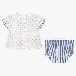 Miranda-طقم شورت وتوب أطفال ولادي قطن بوبلين لون أزرق | Childrensalon Outlet