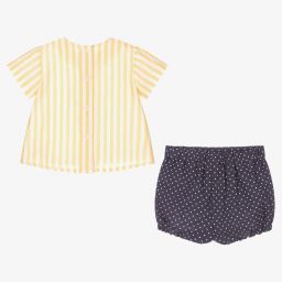 ميراندا-طقم شورت وتوب قطن لون كحلي وأصفر للمواليد | Childrensalon Outlet