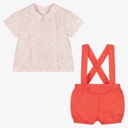 Miranda-طقم شورت قطن لون أبيض وأحمر للمواليد | Childrensalon Outlet