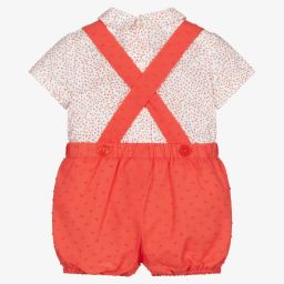 Miranda-طقم شورت قطن لون أبيض وأحمر للمواليد | Childrensalon Outlet