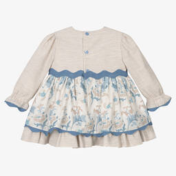 Miranda-Бежево-голубое платье с цветами | Childrensalon Outlet