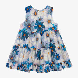 Miranda-Baby Girls Blue Floral Cotton Dress | Childrensalon Outlet