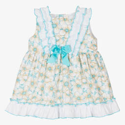 Miranda-Baby Girls Blue Floral Cotton Dress | Childrensalon Outlet