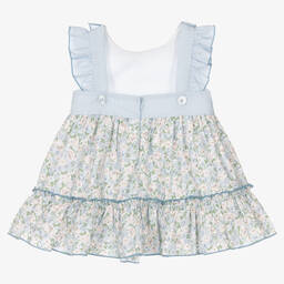 Miranda-Голубое платье в цветочек с рюшами | Childrensalon Outlet