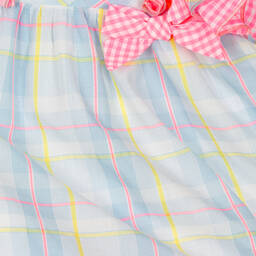 ميراندا-فستان أطفال بناتي قطن كاروهات لون زهري وأزرق | Childrensalon Outlet