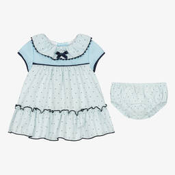 ميراندا-فستان قطن مقلم لون ازرق للمولودات | Childrensalon Outlet