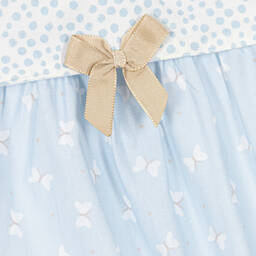 Miranda-Baby Girls Blue & White Cotton Dress | Childrensalon Outlet