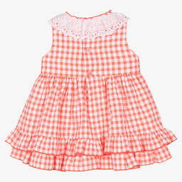 ميراندا-فستان قطن لون زهري مرجاني للمولودات | Childrensalon Outlet