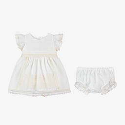 ميراندا-طقم فستان بلومتي لون عاجي للمولودات | Childrensalon Outlet