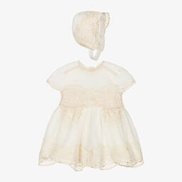 Miranda-Baby Girls Ivory Tulle & Lace Dress Set | Childrensalon Outlet