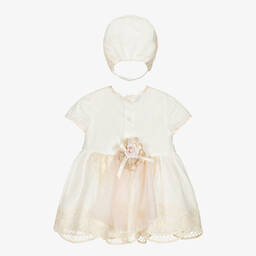 Miranda-Baby Girls Ivory Tulle & Lace Dress Set | Childrensalon Outlet