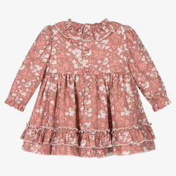ميراندا-فستان أطفال بناتي قطن لون زهري بطبعة ورود | Childrensalon Outlet