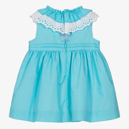 Miranda-Baby Girls Turquoise Blue Cotton Dress | Childrensalon Outlet