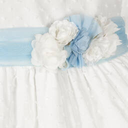 Miranda-Бело-голубое платье с цветами и чепчик | Childrensalon Outlet