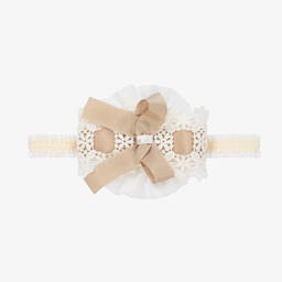 ميراندا-طوق للشعر دانتيل لون بيج وعاجي للبنات | Childrensalon Outlet