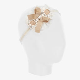 ميراندا-طوق للشعر دانتيل لون بيج وعاجي للبنات | Childrensalon Outlet