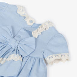 Miranda-طقم فستان دانتيل وكتان أزرق | Childrensalon Outlet