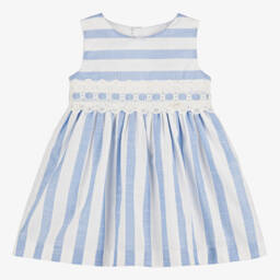 Miranda-Полосатое синее и белое платье для девочек | Childrensalon Outlet
