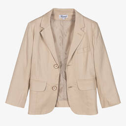 Miranda-Boys Beige Linen & Cotton Shorts Suit | Childrensalon Outlet