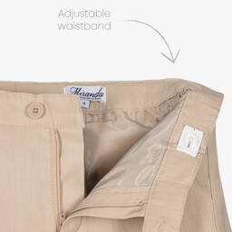 Miranda-Boys Beige Linen & Cotton Shorts Suit | Childrensalon Outlet