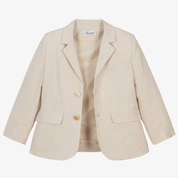 Miranda-Boys Beige Linen & Viscose Shorts Suit | Childrensalon Outlet