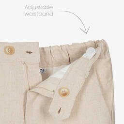Miranda-Boys Beige Linen & Viscose Shorts Suit | Childrensalon Outlet