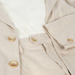 Miranda-Boys Beige Linen & Viscose Shorts Suit | Childrensalon Outlet