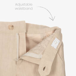 Miranda-طقم شورت مزيج قطن وكتان مقلم لون بيج للأولاد | Childrensalon Outlet