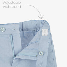 Miranda-Boys Blue Cotton & Linen Shorts Set | Childrensalon Outlet