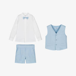 Miranda-طقم أولاد أزرق من الكتان والقطن | Childrensalon Outlet