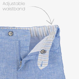 Miranda-Boys Blue Linen & Cotton Shorts Set | Childrensalon Outlet