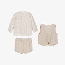 Miranda-Boys Classic Beige Waistcoat Ensemble | Childrensalon Outlet