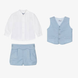 Miranda-طقم كتان أزرق أنيق للأولاد | Childrensalon Outlet