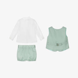 Miranda-Boys Elegant Green Linen Suit Set | Childrensalon Outlet