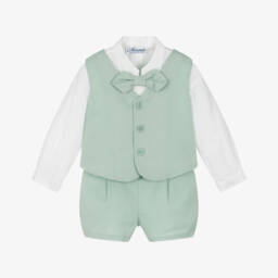 Miranda-Boys Elegant Green Linen Suit Set | Childrensalon Outlet